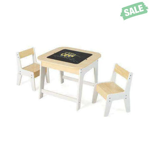 Kid’s Table and Chairs Set with Double-sized Tabletop-Natural Natural Kids Table & Chair Sets