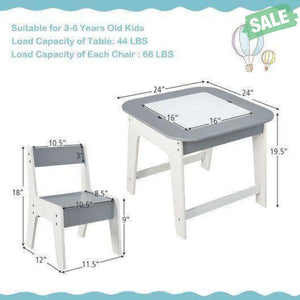 Kid’s Table and Chairs Set with Double-sized Tabletop-Natural Natural Kids Table & Chair Sets