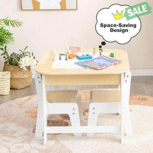 Kid’s Table and Chairs Set with Double-sized Tabletop-Natural Natural Kids Table & Chair Sets