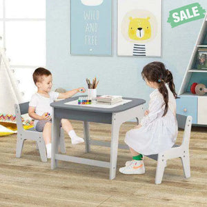 Kid’s Table and Chairs Set with Double-sized Tabletop-Natural Natural Kids Table & Chair Sets