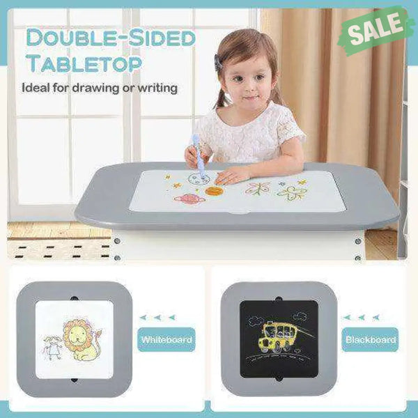 Kid’s Table and Chairs Set with Double-sized Tabletop-Natural Natural Kids Table & Chair Sets