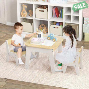Kid’s Table and Chairs Set with Double-sized Tabletop-Natural Natural Kids Table & Chair Sets