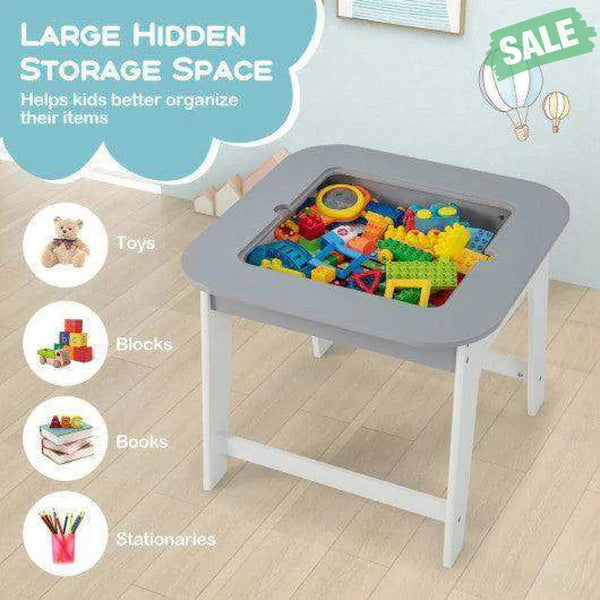 Kid’s Table and Chairs Set with Double-sized Tabletop-Natural Natural Kids Table & Chair Sets