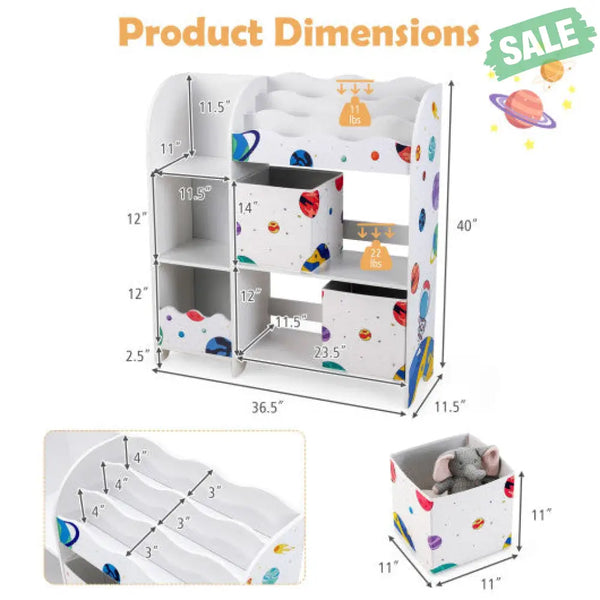 Kids Toy and Book Organizer Children Wooden Storage Cabinet with Storage Bins Kids Storage