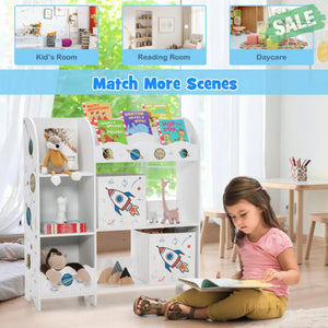 Kids Toy and Book Organizer Children Wooden Storage Cabinet with Storage Bins Kids Storage
