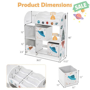 Kids Toy and Book Organizer Children Wooden Storage Cabinet with Storage Bins Kids Storage