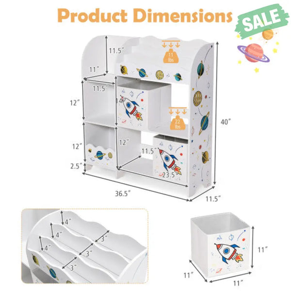 Kids Toy and Book Organizer Children Wooden Storage Cabinet with Storage Bins Kids Storage