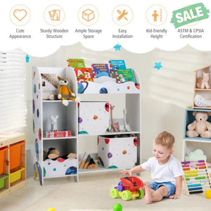 Kids Toy and Book Organizer Children Wooden Storage Cabinet with Storage Bins Kids Storage