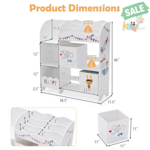 Kids Toy and Book Organizer Children Wooden Storage Cabinet with Storage Bins Kids Storage