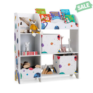 Kids Toy and Book Organizer Children Wooden Storage Cabinet with Storage Bins Kids Storage