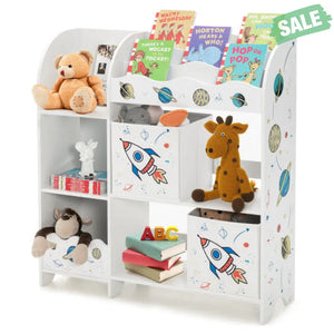 Kids Toy and Book Organizer Children Wooden Storage Cabinet with Storage Bins Kids Storage