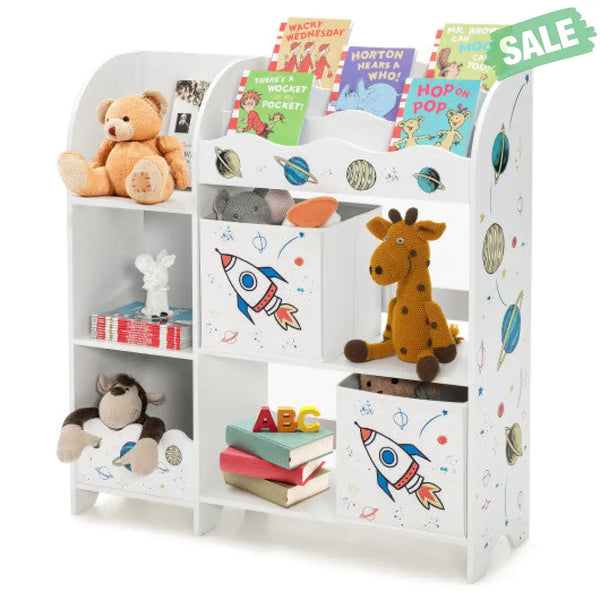 Kids Toy and Book Organizer Children Wooden Storage Cabinet with Storage Bins Kids Storage