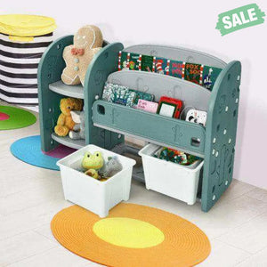 Kids Toy Storage Organizer with 2-Tier Bookshelf and Plastic Bins Kids Storage