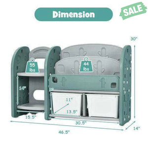 Kids Toy Storage Organizer with 2-Tier Bookshelf and Plastic Bins Kids Storage