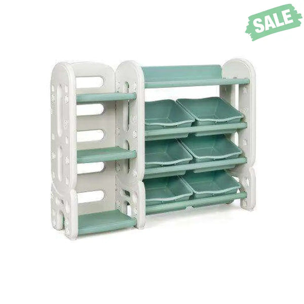 Kids Toy Storage Organizer with Bins and Multi-Layer Shelf for Bedroom Playroom -Blue Kids Storage