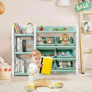 Kids Toy Storage Organizer with Bins and Multi-Layer Shelf for Bedroom Playroom -Blue Kids Storage