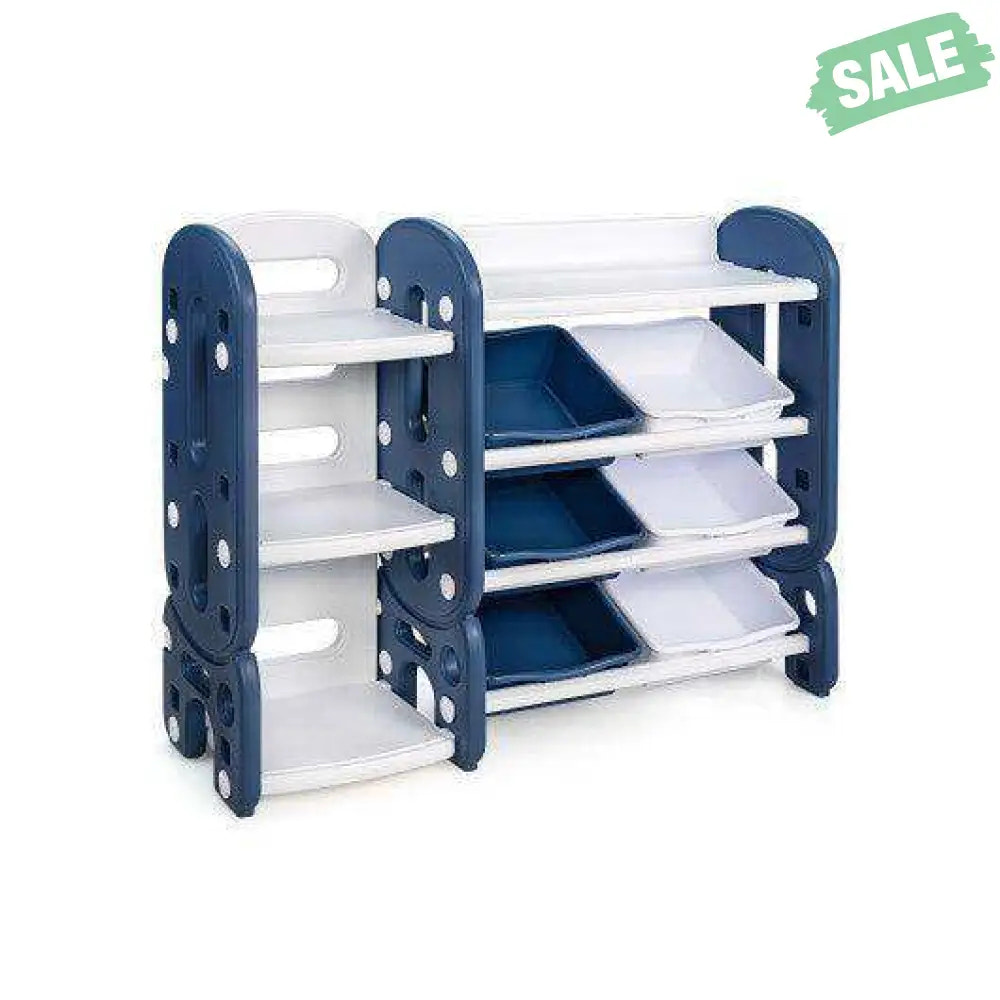 Kids Toy Storage Organizer with Bins and Multi-Layer Shelf for Bedroom Playroom -Blue Kids Storage