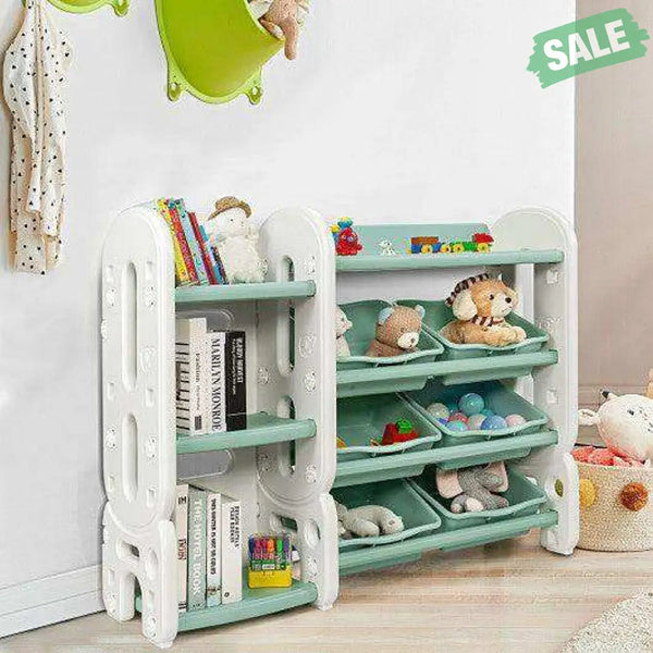 Kids Toy Storage Organizer with Bins and Multi-Layer Shelf for Bedroom Playroom -Blue Kids Storage