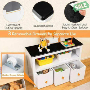 Kids Toy Storage Organizer with Blackboard Top-3-Drawer Kids Storage