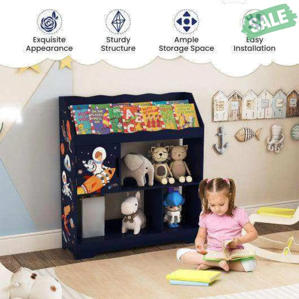 Kids Toy Storage Organizer with Book Shelf and Storage Cabinet-White White Kids Storage