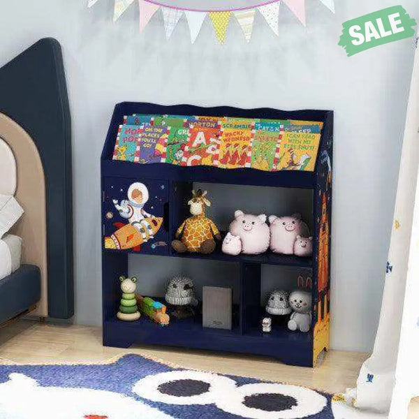 Kids Toy Storage Organizer with Book Shelf and Storage Cabinet-White White Kids Storage