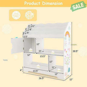 Kids Toy Storage Organizer with Book Shelf and Storage Cabinet-White White Kids Storage