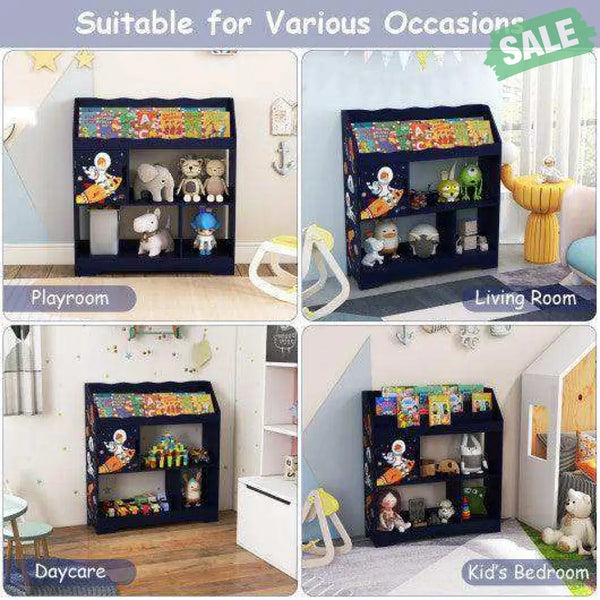 Kids Toy Storage Organizer with Book Shelf and Storage Cabinet-White White Kids Storage