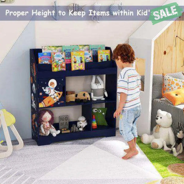 Kids Toy Storage Organizer with Book Shelf and Storage Cabinet-White White Kids Storage