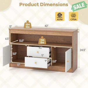 Kids Toy Storage Organizer with Open Shelf and 2 Drawers for Playroom-Natural