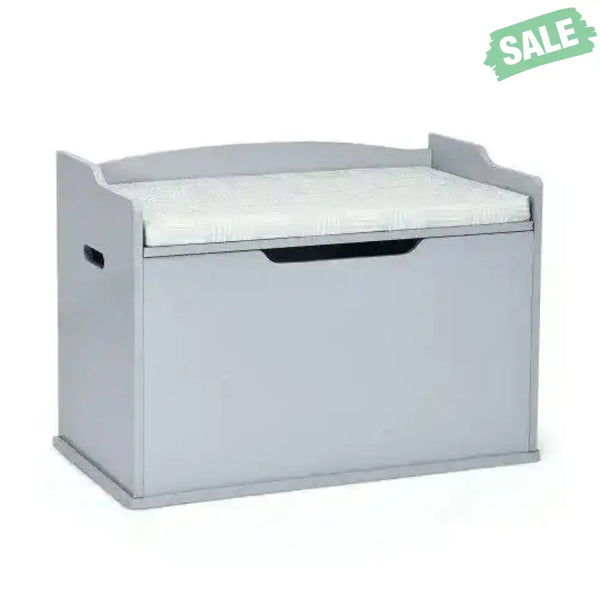 Kids Toy Wooden Flip-top Storage Box Chest Bench with Cushion Hinge-White White Kids Storage