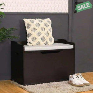 Kids Toy Wooden Flip-top Storage Box Chest Bench with Cushion Hinge-White White Kids Storage