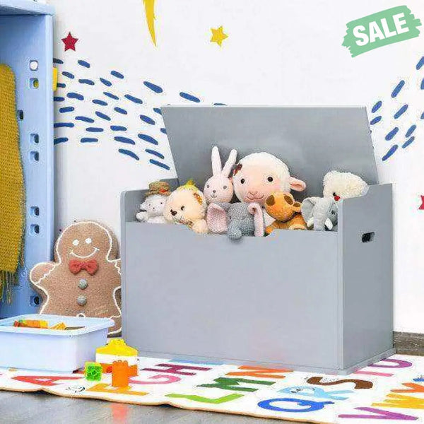 Kids Toy Wooden Flip-top Storage Box Chest Bench with Cushion Hinge-White White Kids Storage