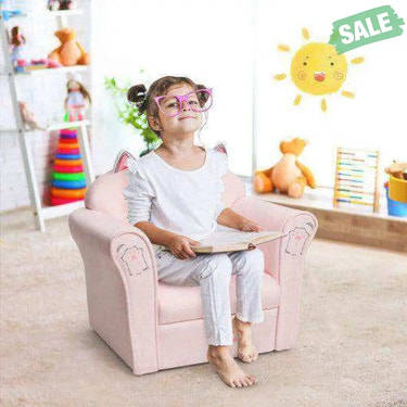 Kids Upholstered Cat Armrest Couch Sofa with Linen Fabric Kids Chairs & Seating