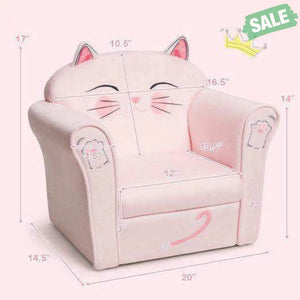 Kids Upholstered Cat Armrest Couch Sofa with Linen Fabric Kids Chairs & Seating