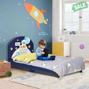 Kids Upholstered Platform Bed with Headboard and Footboard Toddler Beds