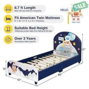 Kids Upholstered Platform Bed with Headboard and Footboard Toddler Beds