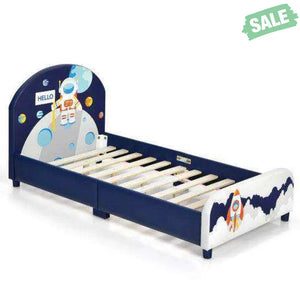 Kids Upholstered Platform Bed with Headboard and Footboard Toddler Beds