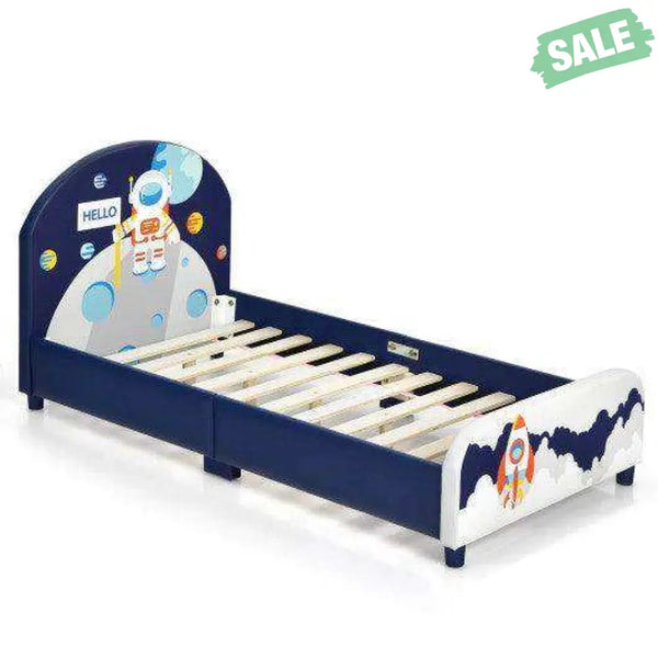 Kids Upholstered Platform Bed with Headboard and Footboard Toddler Beds