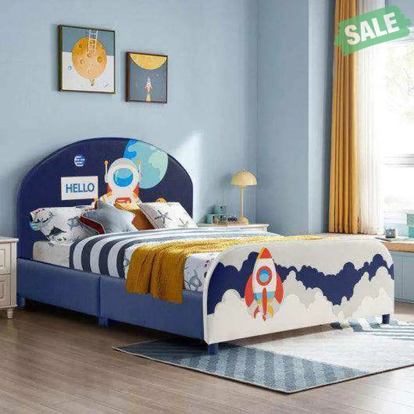 Kids Upholstered Platform Bed with Headboard and Footboard Toddler Beds
