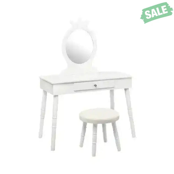 Kids Vanity Makeup Table and Chair Set Make Up Stool Pink Kids Vanities