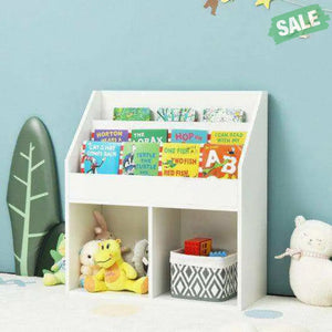 Kids Wooden Bookshelf Bookcase Children Toy Storage Cabinet Organizer-White White Kids Storage