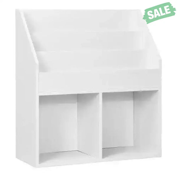 Kids Wooden Bookshelf Bookcase Children Toy Storage Cabinet Organizer-White White Kids Storage