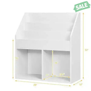 Kids Wooden Bookshelf Bookcase Children Toy Storage Cabinet Organizer-White White Kids Storage