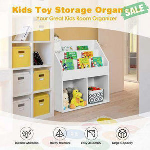 Kids Wooden Bookshelf Bookcase Children Toy Storage Cabinet Organizer-White White Kids Storage