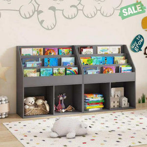 Kids Wooden Bookshelf Bookcase Children Toy Storage Cabinet Organizer-White White Kids Storage