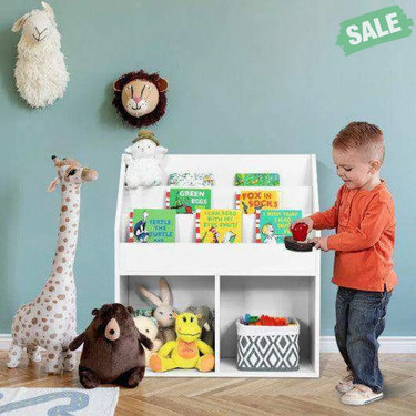 Kids Wooden Bookshelf Bookcase Children Toy Storage Cabinet Organizer-White White Kids Storage