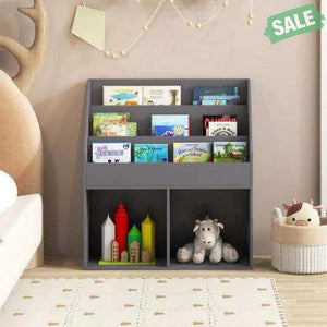 Kids Wooden Bookshelf Bookcase Children Toy Storage Cabinet Organizer-White White Kids Storage