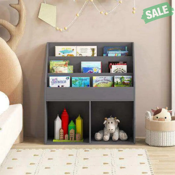 Kids Wooden Bookshelf Bookcase Children Toy Storage Cabinet Organizer-White White Kids Storage