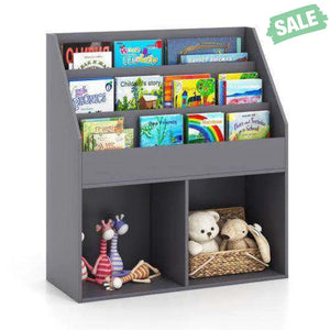 Kids Wooden Bookshelf Bookcase Children Toy Storage Cabinet Organizer-White White Kids Storage