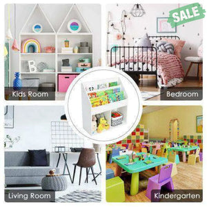Kids Wooden Bookshelf Bookcase Children Toy Storage Cabinet Organizer-White White Kids Storage